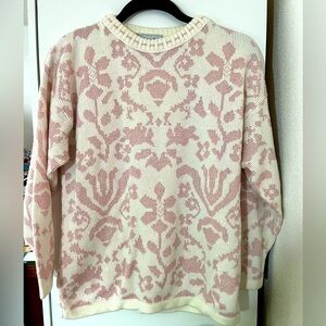 Pink, cream silver vintage precious knits sweater